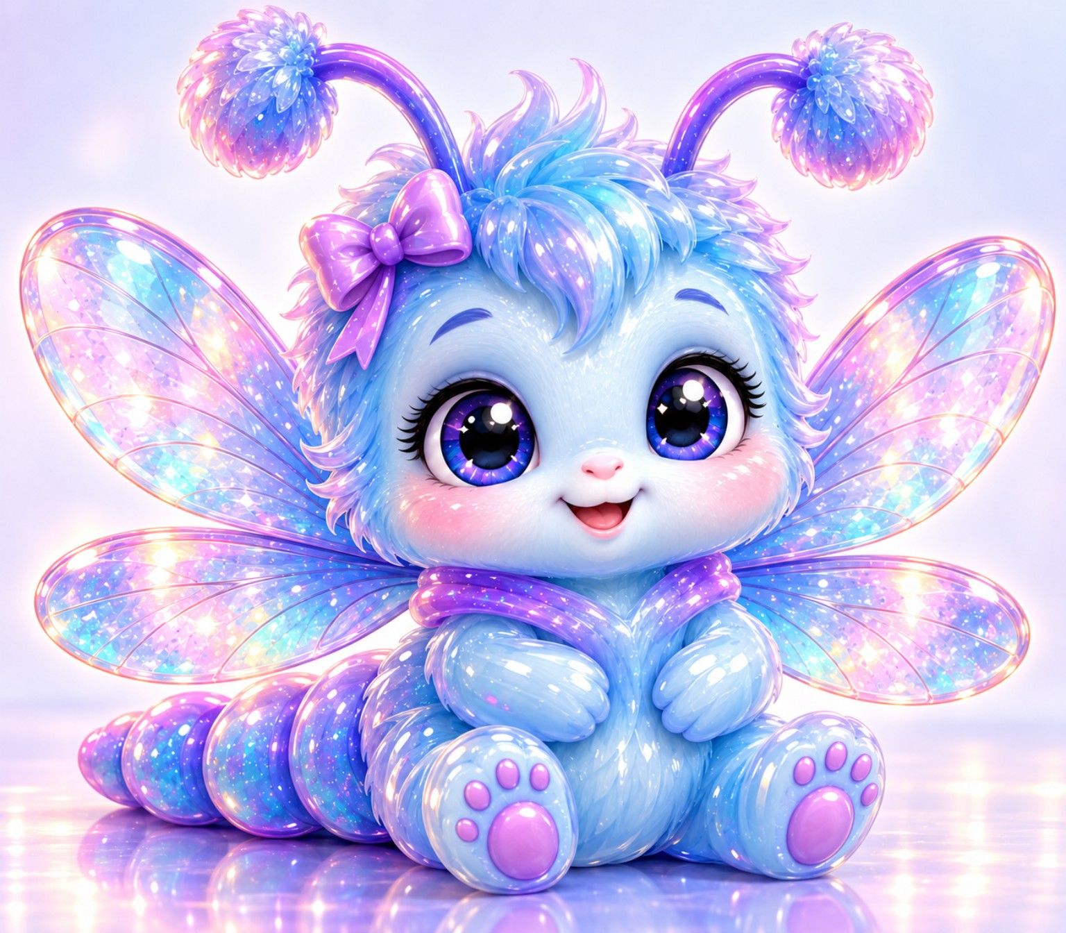 Shelly, a smiling blue-and-lavender dragonfly with sparkling wings and flower-like antennae